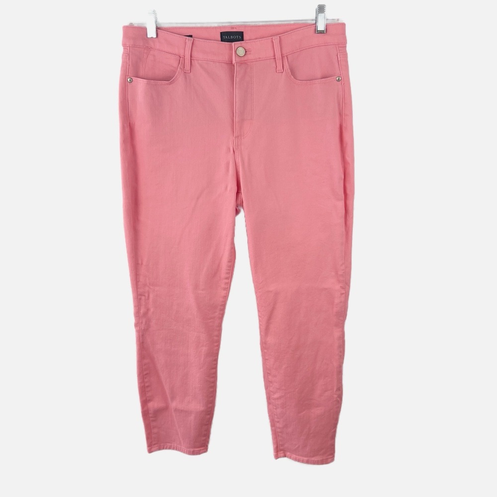 TALBOTS Womens Preppy Pink Denim High Rise Ankle Jegging Comfort Stretch Size 10